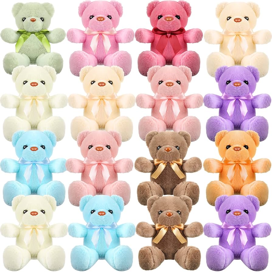 クマ　ぬいぐるみ　リボン チェックのリボンが付いたクマちゃんぬいぐるみ 1個 くま